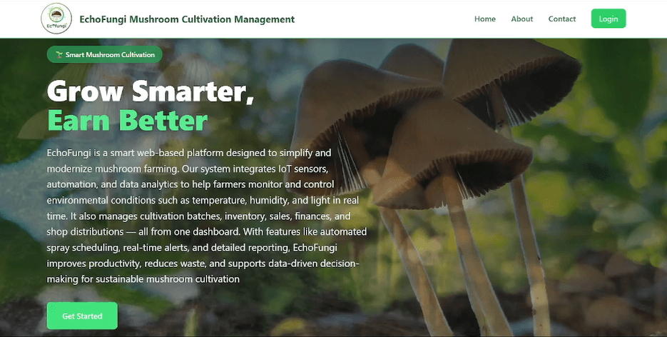 🚀 Echo Fungi – Smart Mushroom Cultivation Management System (MERN + IoT) 🍄